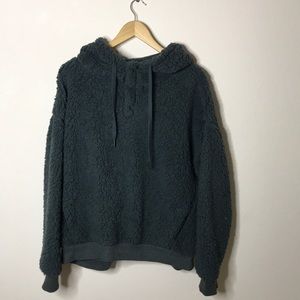 Dark sea foam green oversized fleece hoodie